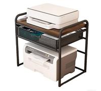 GBPLDMAQ 2 Tier Printer Stand, Small Printer Table with Storage Mesh Drawer Under Desk Organizer Holds up to 33 lbs for Home Office(BlackA)