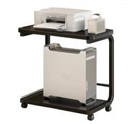 GBPLDMAQ Large Printer Stand Industrial Mobile Printer Table 2 Tier with Storage and Steel Frame With Wheels for Home, Office(Black,50x30x58cm/20x12x23in)