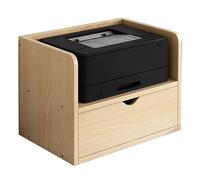 GBPLDMAQ Under Desk Printer Stand, Mobile Printer Table 2 Tier with Storage Drawer Desktop Wood Small Organizer for Home Office(Yellow)