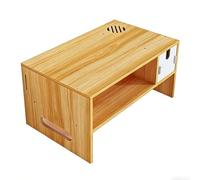 GBPLDMAQ Wooden Printer Stand with Storage Drawer, 2 Tier Printer Table Under Desk Desktop Organizer for Home Office Cut Out Design(Brown)