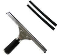 Gbpro Professional Window Squeegee Stainless Wiper 25Cm/10" + Machine Cut High Grade Rubber Blade/strip X 2 - Set