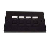 GBR Trading BLACK Cat5e UTP RJ45 Quad Face Plate (Double Gang 4 Socket FacePlate)