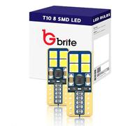 GBrite- T10 501 W5W 8 SMD LED 3030 Chips Xenon White Sidelights Canbus Error Free Number Plate Light Capless Wedge 194 168 Xenon White Bulbs 12v