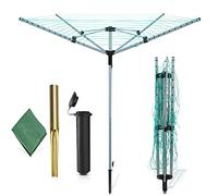 GBS 40/45/50/60M 4 Arm Rotary Airer - Large Outdoor PVC Coated Clothes Washing Line,Heavy Duty Folding Laundry Cloth Dryer - Garden Metal Ground Spike Socket Waterproof Protective Cover (60m)