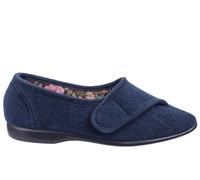 Gbs Audrey Touch Fastening Slipper Womens | Slip On Shoes | Navy | UK Size 3