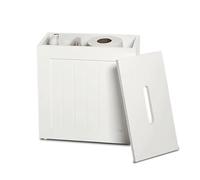 GBS Bathroom Lidded Storage Box, Compact Organizer for Bathroom Essential, Storage Tidy Box, Storage unit for Cleaning Product Toilet Roll & More, Slim & Compact Unit Floor Cabinet (White)