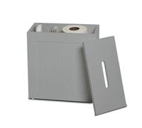 GBS Bathroom Lidded Storage Box, Compact Organizer for Bathroom Essential, Storage Tidy Box, Storage unit for Cleaning Product Toilet Roll & More, Slim & Compact Unit Floor Cabinet (Grey)