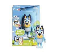 GBS Brothers Chat Mates Interactive Talking Toy for Kids, Press Nose Activation for 10 Fun Phrases, 14cm Tall Articulated Arms and Legs Figure for Imaginative Play (Bluey)