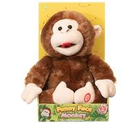 GBS Brothers Giggling Monkey Plush Toy - Moving Funny Face Stuffed Animal, Interactive Cuddly Toy for Kids, Squeeze Foot to Laugh & Wiggle, Small Plush for Children