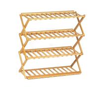 GBS Folding Bamboo Shoe Rack, Portable Folding Shoes Storage Organizer, Wide Free Standing Multifunctional Shoe Rack Organizer for Home, Door, Hallway, Balcony, Bedroom (4 Tier)