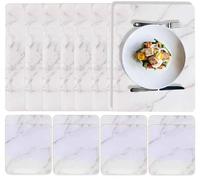 GBS set of 8 Marble Effect Coaster And Placemat -Table Mats For Kitchen Dining Table - Set Of 4 Cork Backed Placemats and Coasters Set - Stain Resistant Laminate Finish Christmas Home Decor Gift