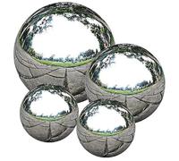 GBS Stainless Steel 4Pcs Gazing Balls Ornament - Globes Floating Pound Mirror Finish - Hollow Reflecting Sphere Decor For Garden Patio - Balls for Pool Pond Water Feature DIY Material.