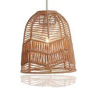 GBS Wicker Ceiling Light Shade - Elegant and Stunning Izabella Large Ceiling Light Shade - Bell Shaped Woven Lampshade for Living Room & Bedroom, Easy Fit Rattan Lamp Shade 24 x 22 cm