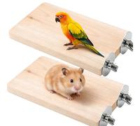 GBSCLOVER 2Pcs Flat Bird Perch, 5.5x3.3in Flat Perches for Bird Cages, Rectangle Wooden Platform for Birds, Multifunctional Wood Perch Birds Platform for Hamster, Squirrel, Parrot
