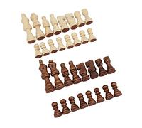 GBSCLOVER 32Pcs Wooden Chess Pieces Only with Felt, Anti Slip Wood Chessmen Pieces with 2.76in King, 2 Colors Portable Chess Game Pieces for Professional Beginner Family Picnic