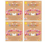 GBTBYS 2/3/4 Pcs Best Friend Bracelet Heart/Butterfly/Infinity Matching Handmade Friendship Sister BFF Best Friends Bracelet Birthday Gifts for Her, 11", Stainless Steel, no gemstone