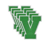 GBTBYS 5PCS 4.5 inch Varsity Letter V Patches Green Chenille Iron On Letters Patch for Backpacks Embroidered Applique Jacket Hoodie Bags Graduation Birthday Party