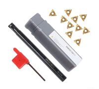Gbtdoface Internal Threading Turning Tools Set,Carbide Insert,3/8 CNC Lathe Internal Threading Boring Bar Turning Tool Holder 10 Inserts A60