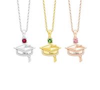 GBTROEY 2025 Graduation Gifts for Her - Personalized Graduation Bachelor Cap Pendant Necklace for Women with Birth Stone, Custom Name Class of 2025 Necklace Jewelry Gifts for Friends Teacher