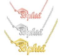 GBTROEY 2025 Graduation Gifts for Her - Personalized Graduation Bachelor Cap Pendant Necklace for Women with Birth Stone, Custom Name Class of 2025 Necklace Jewelry Gifts for Friends Teacher