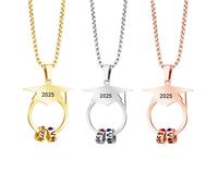 GBTROEY 2025 Graduation Gifts for Her - Personalized Graduation Bachelor Cap Pendant Necklace for Women with Birth Stone, Custom Name Class of 2025 Necklace Jewelry Gifts for Friends Teacher