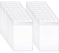 GBTUPOKW 50 pcs Vicloon Plastic Card Holder Vertical Name Card Holder Name Tag Clear Badge ID Card Holders Waterproof ID Badge Card