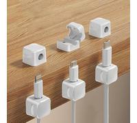 GBTUPOKW Magnetic Cable Management Clips Phone Charging Cable Holder Strong Adhesive Desk Cable Cord Organizer USB Wire Manager Keeper for Nightstand Office 6 Pack White