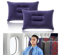 GBULTR 2Pcs Inflatable Pillows Blow Up Pillow Set 34x22cm Ultra Light Neck And Beach Pillow Waterproof Travel Camping Outdoors Fishing Office Car Airplane Cushion Durable Sunbed Pillow Dark Blue