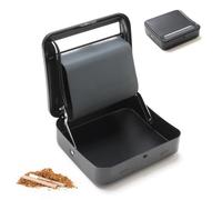 GBULTR Automatic Cigarette Rolling Machine UK Tobacco Roller Alloy with 70mm Adjustable Portable Metal Rolling Tin Machine Tobacco and Storage Case Smoking Accessory Gift Men Black
