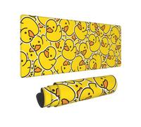 Gbuzozie Cute Rubber Ducks XL Large Mouse Pad with Stitched Edges Long Non-Slip Rubber Base Mousepad Yellow Cartoon Ducky Laptop Keyboard Mat Desk Pad for Office Home Desk Decor, 31.5" X 11.8"