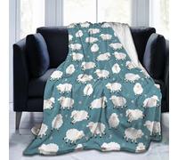 Gbuzozie Cute Sheep Blue Background Fleece Blanket Lightweight Ultra-Soft Throw Blanket for Sofa Couch Bed Camping Travel - Super Soft Cozy Microfiber Blanket 50"X40"