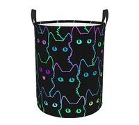 Gbuzozie Funny Black Cats Round Laundry Hamper Cute Cat Silhouettes Storage Basket Toys Clothes Organizer Bin For Home Bathroom Bedroom Dorm Nursery, 62l