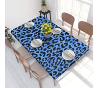 Gbuzozie Leopard Blue Background Rectangle Tablecloth with Elastic Edge, 4ft Table Cloths Washable Reusable Rectangular Table Cover for Kitchen Dining Party, 48" L X 30" W