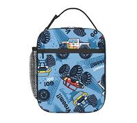 Gbuzozie Monster Truck Cars Pattern Lunch Bag Insulated Portable Reusable Lunch Box With Zipper For Women Men Picnic Beach