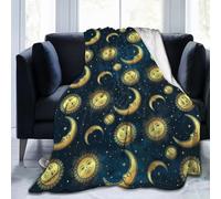 Gbuzozie Moon Sun and Stars Fleece Blanket Lightweight Ultra-Soft Throw Blanket for Sofa Couch Bed Camping Travel - Super Soft Cozy Microfiber Blanket 80"X60"