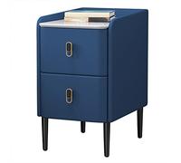 GBVQBA Narrow Bedside Table, Modern Nightstand with 2 Drawers, Navy Blue, 25x40x50cm (9.8x17x19.6in)