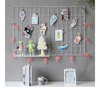 GBYAN 2 Pack Wall Grid Panel with Clips Hanging Photo Display Shelf Wire Notice Board Metal Grid Rack Art Organizer Home, Office & Kitchen Décor Mesh Picture Board