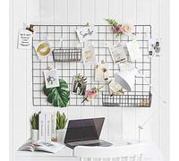 GBYAN 2 Pack Wall Grid Panel with Clips Hanging Photo Display Shelf Wire Notice Board Metal Grid Rack Art Organizer Home, Office & Kitchen Décor Mesh Picture Board