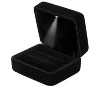 GBYAN 2 Slots Ring Box with LED Light Velvet Couple Ring Box Jewelry Display Case for Wedding, Engagement