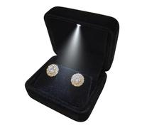 GBYAN Velvet Earring Box with LED Light, Stud Earring Gift Box Jewelry Display Case for Proposal,Engagement, Wedding and Birthday Small,Black
