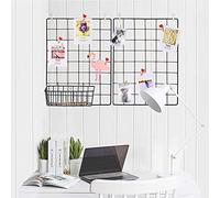 GBYAN Wall Grid Panel 2 Pack Wire Photo Display Shelf Notice Board with Accessories Picture Organizer Multifunctional Decoration for Hoom, Office& Kitchen