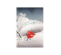 GBYangPJia canva wall Snowy Evening on a Mountain Path print in high resolution by Hiroaki Takahashi (1871-1945). art home decor 50X70cm Unframed