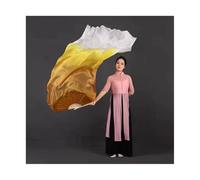 GBYUHAIJUN Belly Dance Fan,Silk Dance Fan Dyed Pure Natural Silk Fan Veils For Women Belly Dance Performance Costumes And Accessories A Pair(Silver,XL)