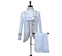 GBYUHAIJUN Medieval Costume Women,Medieval Dress Halloween Medieval Party Blazers Suits Dress Tuxedo King Court Cosplay Costume Prom Performance Clothing(White,XL)