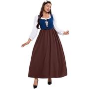 GBYUHAIJUN Medieval Costume Women,Medieval Dress VIP FASHION Renaissance Maid Dress with Vest European Medieval Costume for Historical Reenactment Vintage Servant Party Outfit(XL)