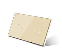 GBYUHAIJUN Touch Light Switch,Smart Light Switches 4 Gang 1 Way Wall Touch Switch Double 2Gang Light Switch White Black GoldenClass Panel Waterproof Switch Backlight(Golden)