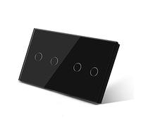 GBYUHAIJUN Touch Light Switch,Smart Light Switches 4 Gang 1 Way Wall Touch Switch Double 2Gang Light Switch White Black GoldenClass Panel Waterproof Switch Backlight(Black)