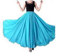 GBYUHAIJUN Women'S Skirts,Long Skirt 720 Degree Wide Dancing Skirt Chiffon Double Layer Semi-Long Dress Women's Solid Color Dance Skirt(Blue 4,95cm)