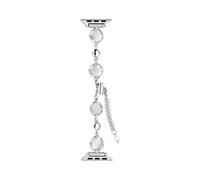 GBZHMCASE Crystal Cat's Eye Stone Watch Band Compatible with iWatch 42mm 41mm 40mm 38mm, Women's Bracelet Strap for iWatch Series 9 8 7 6 5 4 3 2 1 SE(Silver,44mm(4~6S/SE))