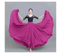 GBZIJIE Ballet Skirt Adult Elastic Degree Chiffon Skirt Ballet Belly Dance Women Gypsy Double-layer Long Skirts Dancer Practice Wear Stage Performance(Red 3,L Length 95cm)